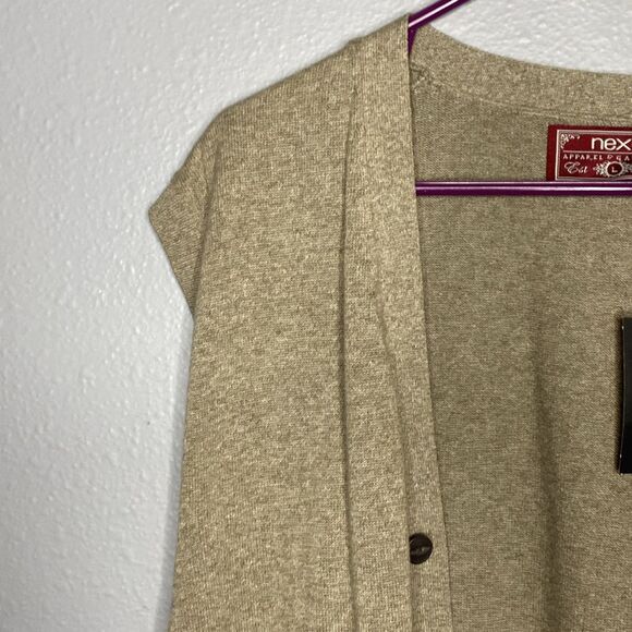 NWT New Next Apparel & Garments Taupe Sleeveless Button Up Vest Size Large - Picture 7 of 10